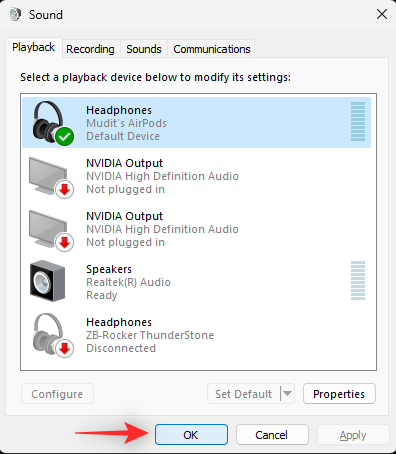 Az alapértelmezett audioeszköz beállítása a Windows 11 rendszeren