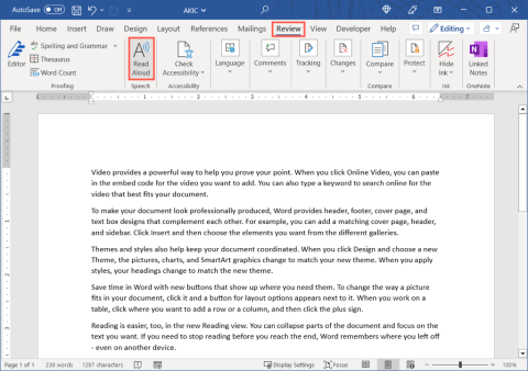 Kuinka saada Microsoft Word lukemaan asiakirjasi ääneen