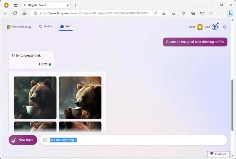 Hogyan készítsünk képeket mesterséges intelligencia segítségével a Bing Chaten