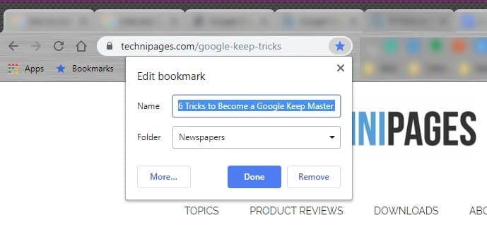 Könyvjelzők kezelése a Google Chrome-ban