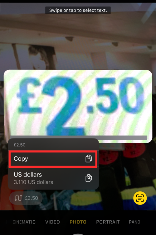 Sådan konverteres valuta ved hjælp af kameraet på iPhone på iOS 16