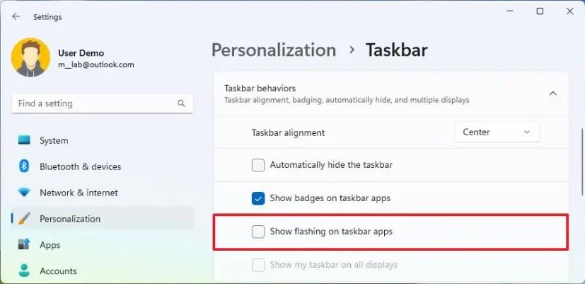 Sådan deaktiveres blinkende apps i proceslinjen på Windows 11