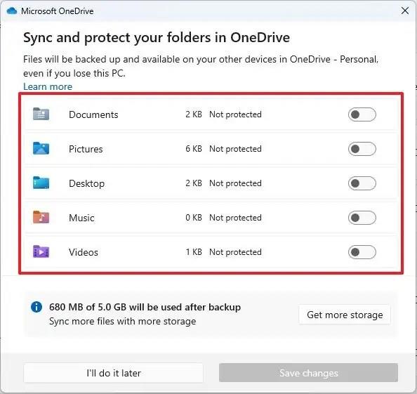 Fájlok biztonsági mentése a OneDrive-ra Windows 11, 10 rendszeren