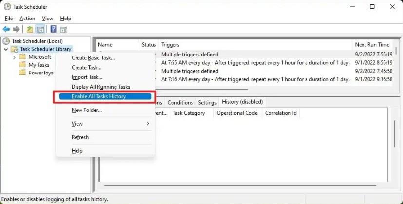 Jak povolit historii Plánovače úloh v systému Windows 11