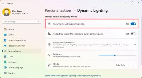 Ako používať dynamické osvetlenie pre zariadenia RGB v systéme Windows 11 23H2