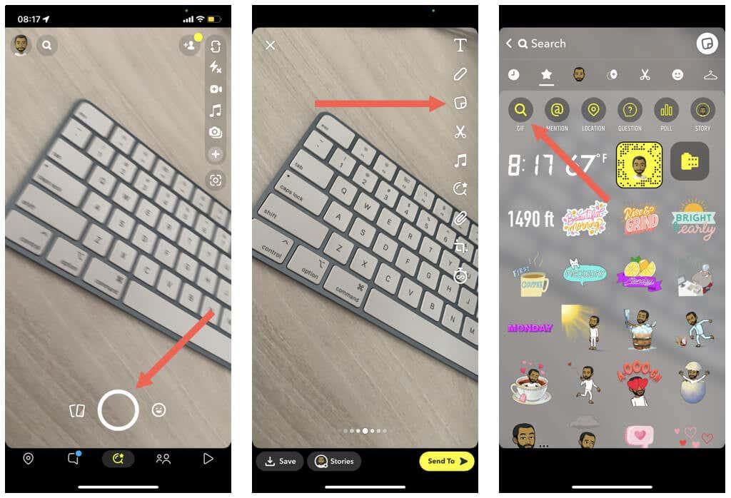 Як надсилати GIF-файли на Snapchat