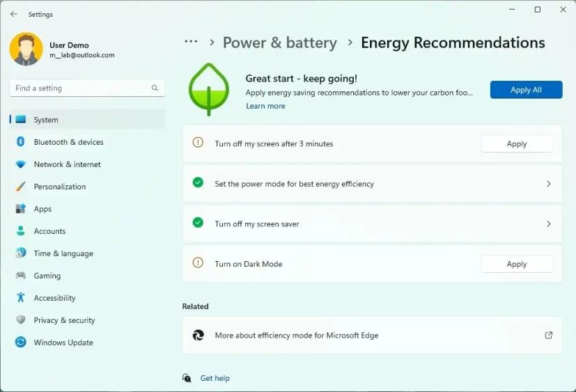 Jak povolit nová nastavení Energy Recommendations ve Windows 11