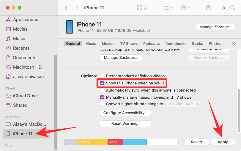 Az iPhone biztonsági másolatainak másolása külső merevlemezre