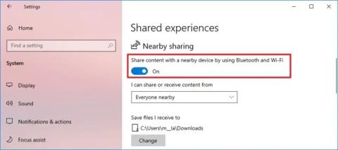 A közeli megosztás engedélyezése a Windows 10 rendszeren