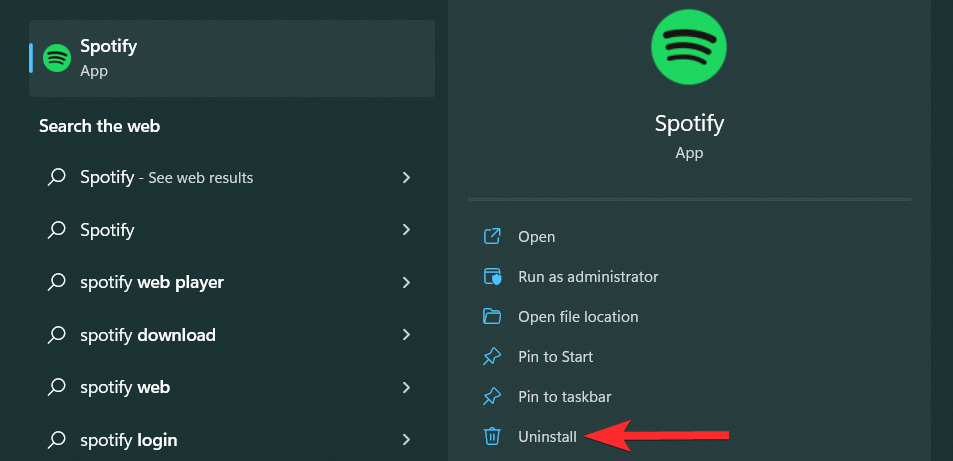 Sådan afinstalleres Spotify på Windows 11