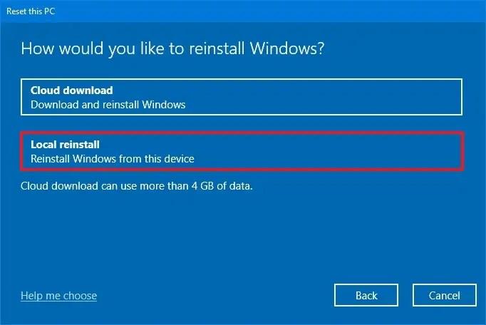 Kuinka nollata Windows 10 poistamalla kaikki