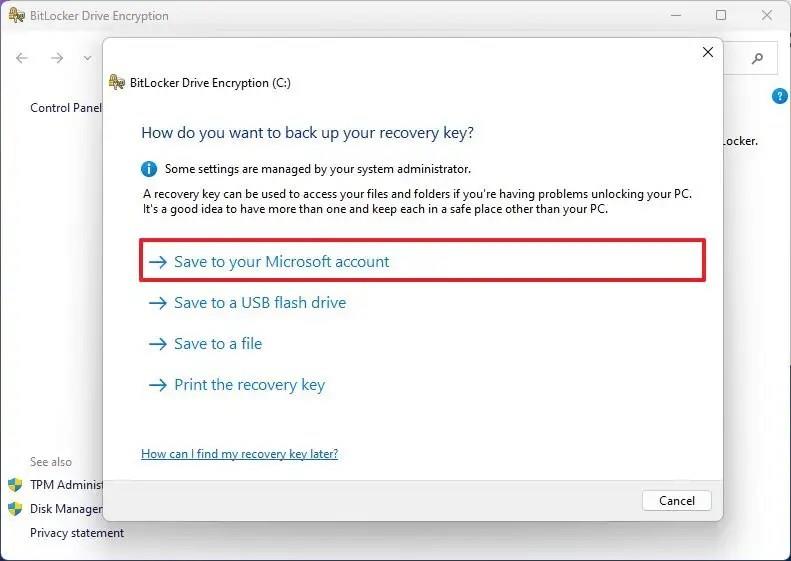 Як створити резервну копію ключа відновлення BitLocker у Windows 11
