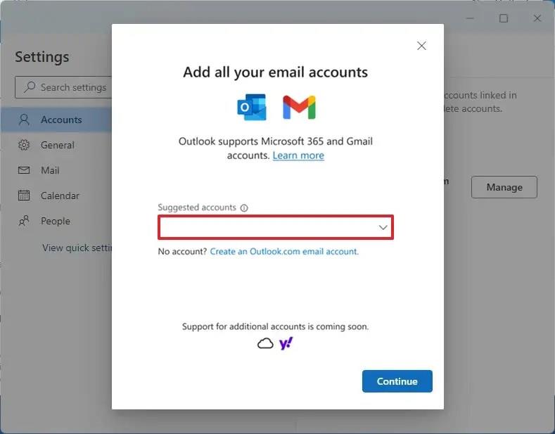 Több e-mail fiók hozzáadása az új Outlook alkalmazáshoz Windows 11 rendszeren