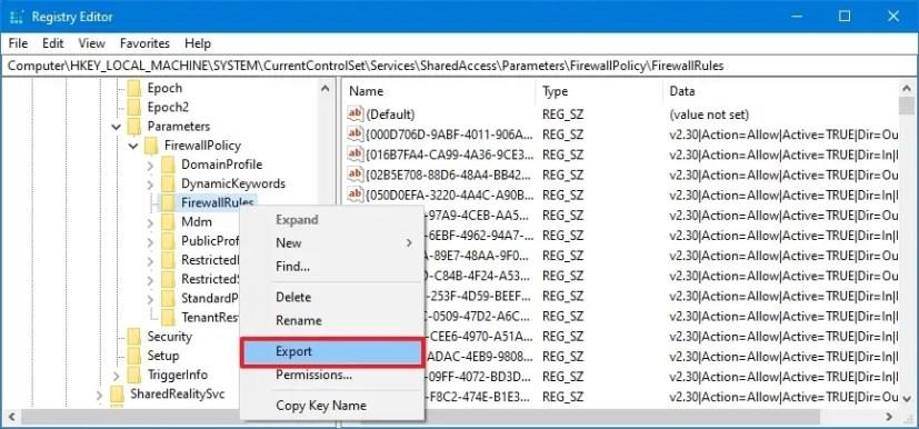 Як експортувати та імпортувати певне правило брандмауера в Windows 10