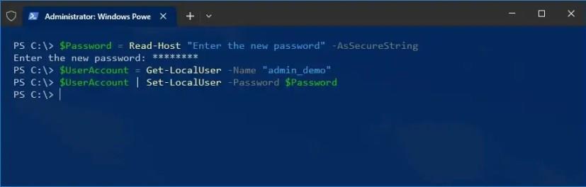 Jak změnit heslo účtu pomocí PowerShellu v systému Windows 10