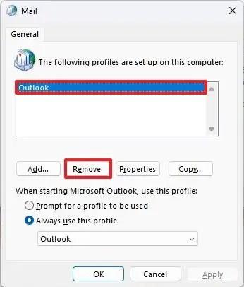 Ako odstrániť profil v programe Outlook