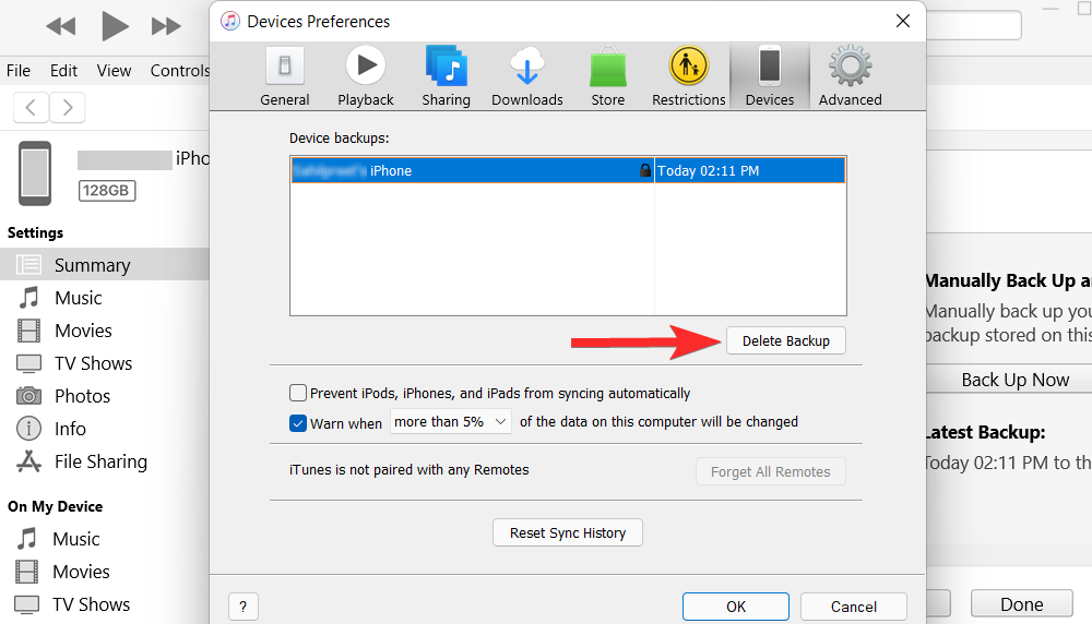 Ako odstrániť zálohu iTunes v systéme Windows 11