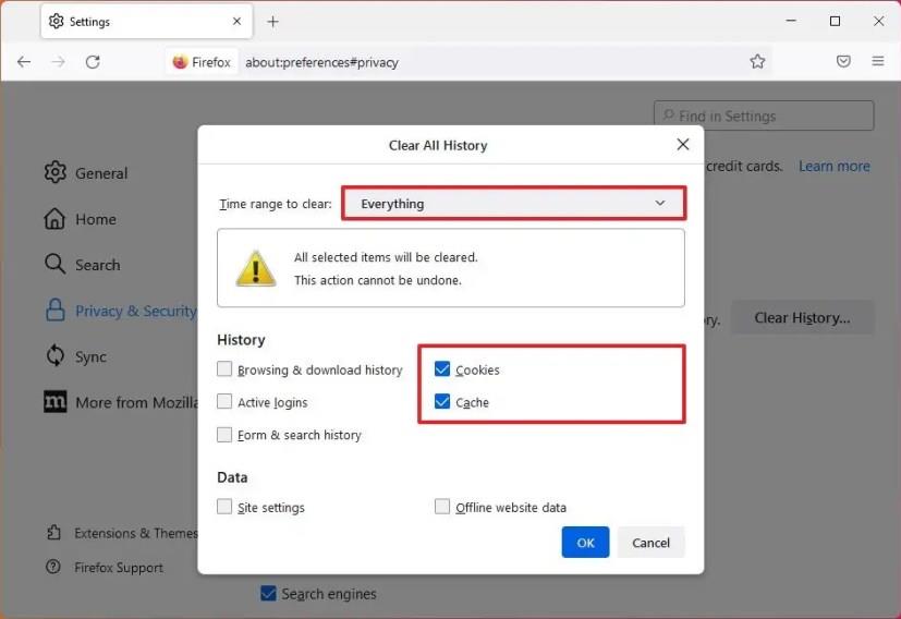Як очистити кеш і файли cookie у Firefox