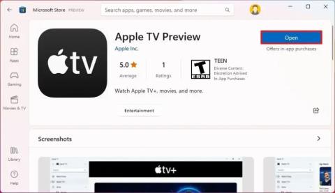 Az Apple TV (hivatalos) alkalmazás telepítése Windows 11 rendszeren