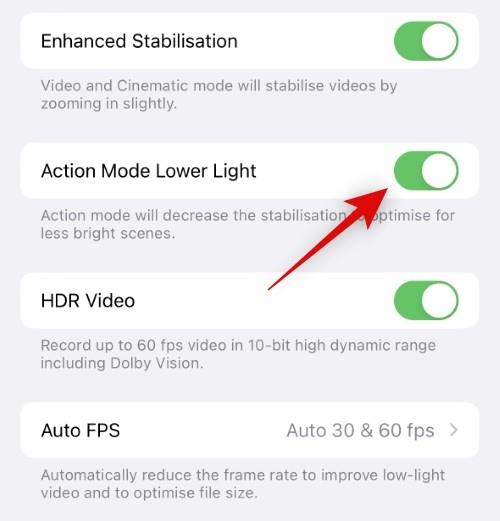 Hva er Action Mode Lower Light på iPhone 14?  Hvordan bruke det