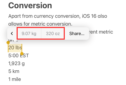 Sådan konverteres metrics meget hurtigt på iPhone på iOS 16