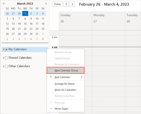 Як створити групу календаря в Microsoft Outlook