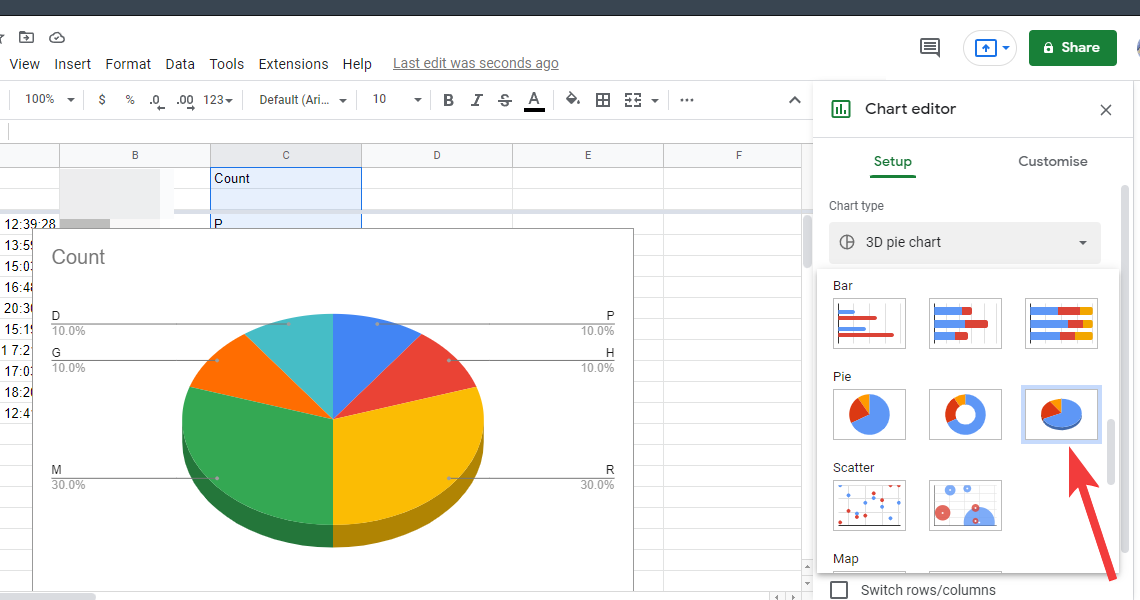 Hvordan lage et sektordiagram på Google Forms