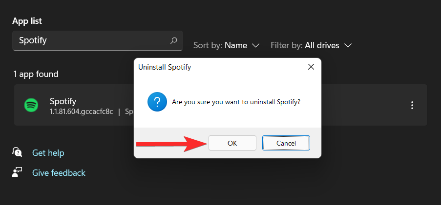 A Spotify eltávolítása Windows 11 rendszeren