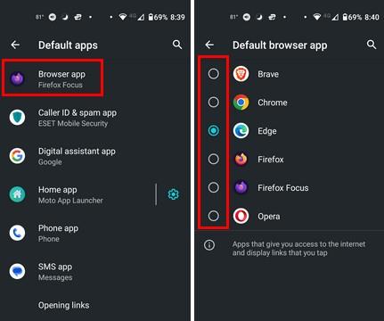 Jak změnit výchozí prohlížeč v systému Android