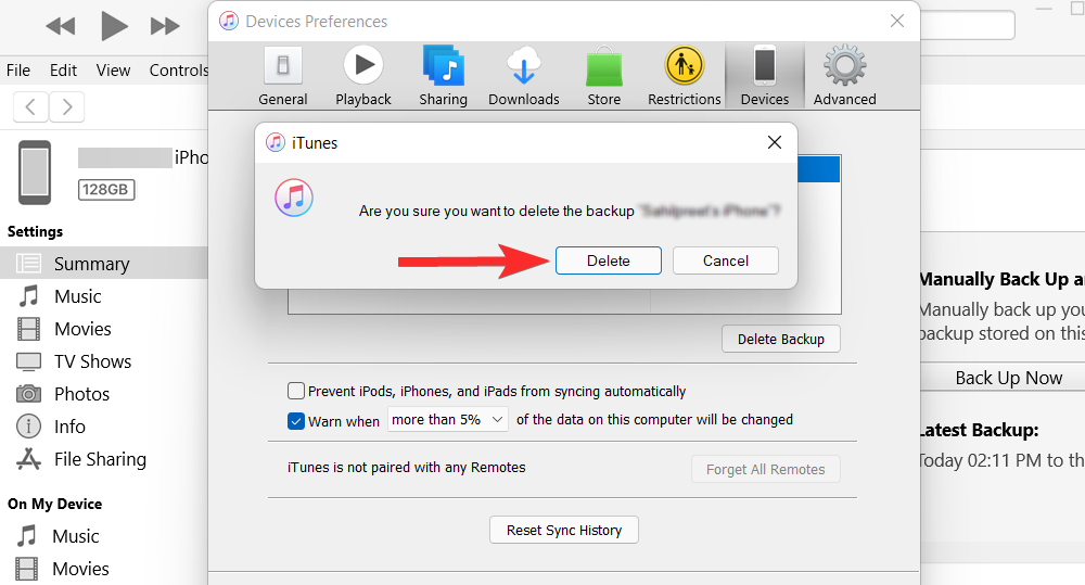 Як видалити резервну копію iTunes у Windows 11