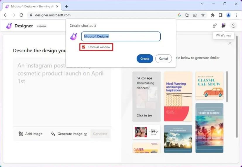 Slik installerer du Microsoft Designer som en app på Windows 11