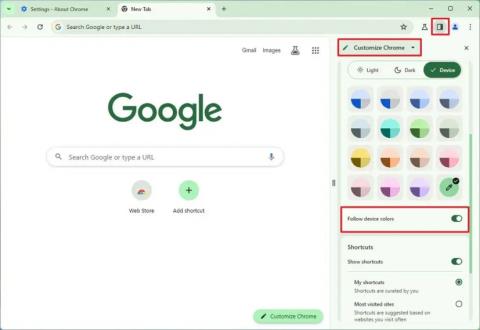 A Windows 11 kiemelő színének egyeztetése a Google Chrome-ban