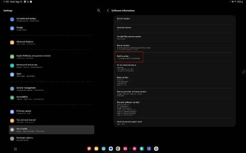 Galaxy Tab S9: Aktivera USB-felsökning