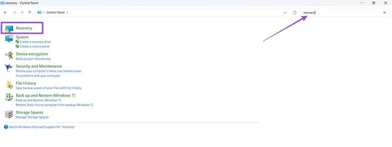 Koraki za obnovitev sistema v Operacijskem sistemu Windows 11