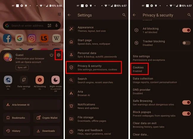 Opera pro Android: Jak nastavit preference cookies