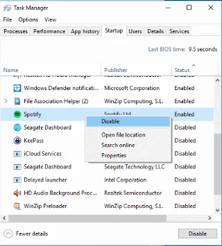 Spotify: Deaktivace automatického spuštění