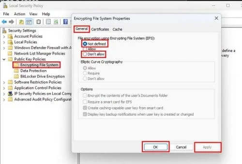 Kako izklopiti datotečno šifriranje Windows (EFS)