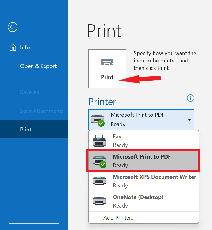 Kuinka tallentaa Outlook-sähköposti PDF-dokumentiksi?