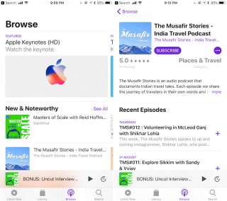 Podcastide rakenduse kasutamine iOS 11-s