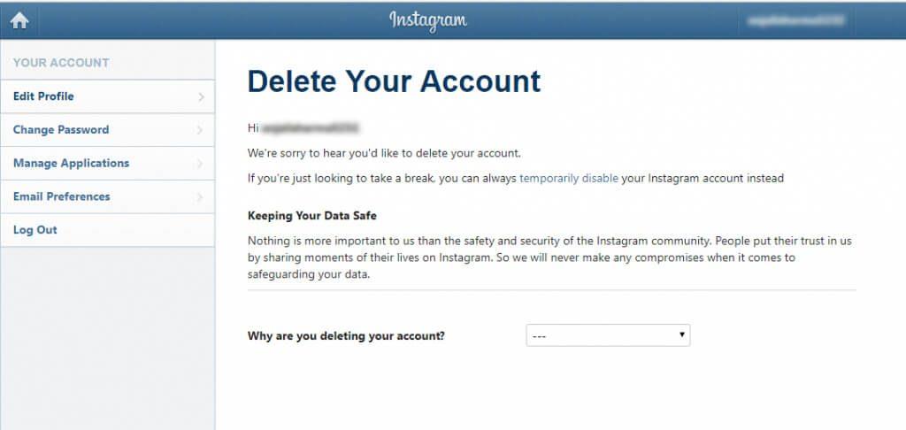 Ako odstrániť účet na Instagrame