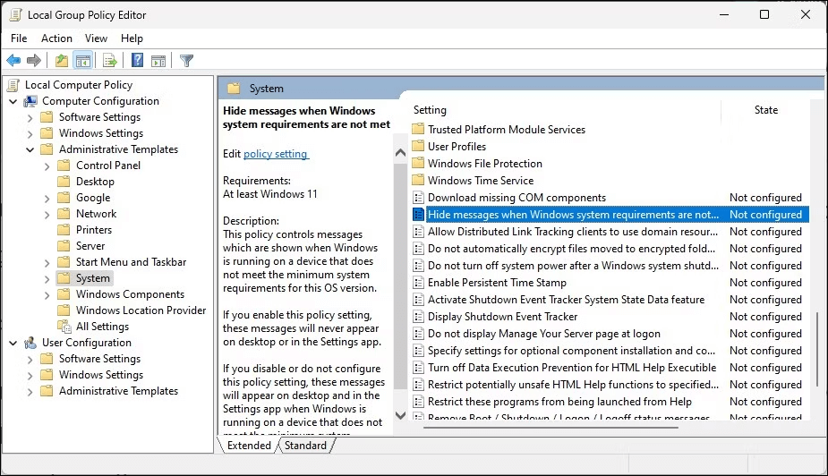 Kuinka poistaa järjestelmävaatimuksia täyttämätön vesileima Windows 11:ssä