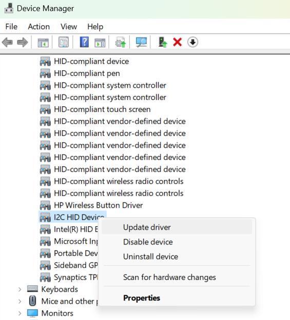 Kā labot I2C HID ierīces draiveri, kas nedarbojas operētājsistēmā Windows 11