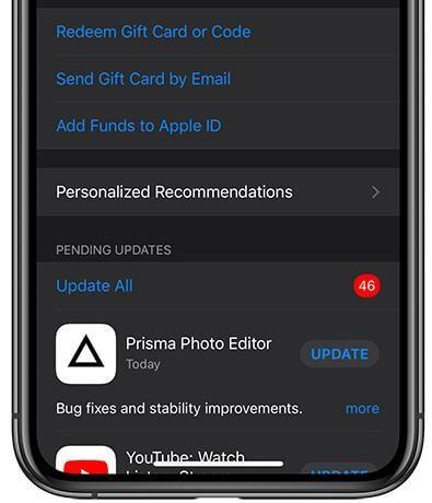 Com actualitzar les aplicacions a l'iPhone després d'actualitzar a iOS 13?
