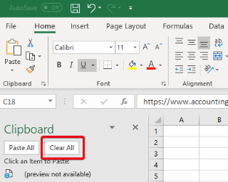 Slik tømmer du utklippstavlen i Microsoft Excel