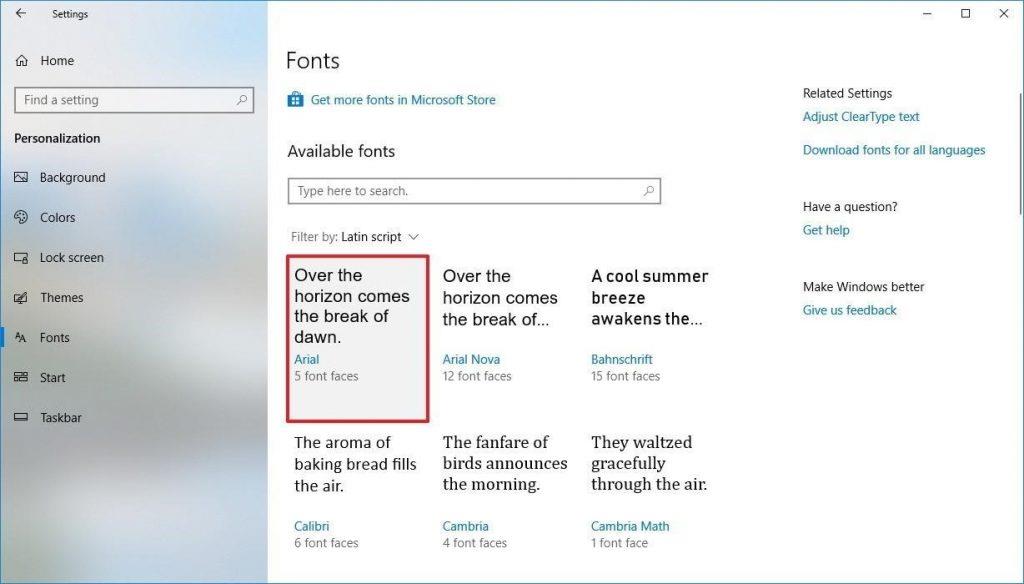 Uusien Windows 10 -fonttiasetusten käyttäminen