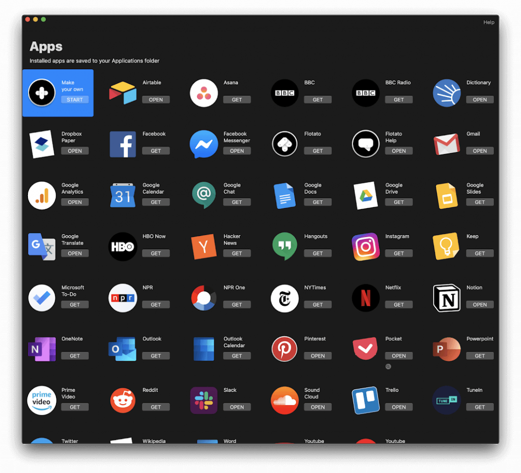 Flotato: obteniu aplicacions web al vostre Mac