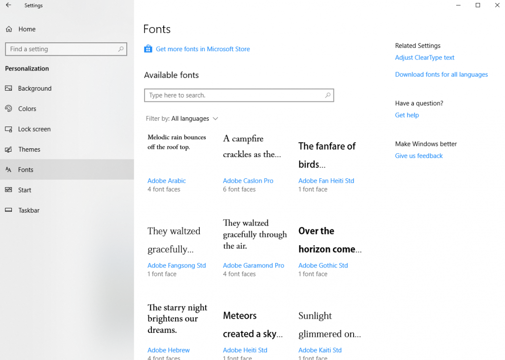 Sådan bruger du nye Windows 10-skrifttypeindstillinger