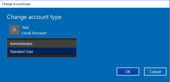 Kako promijeniti vrstu korisničkog računa u sustavu Windows 10