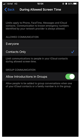 Límits de comunicació: última funció a Temps de pantalla a liPhone (iOS 13.3)