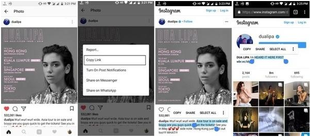 Kopirajte Instagram titlove, biografske citate i komentare s tuđeg profila